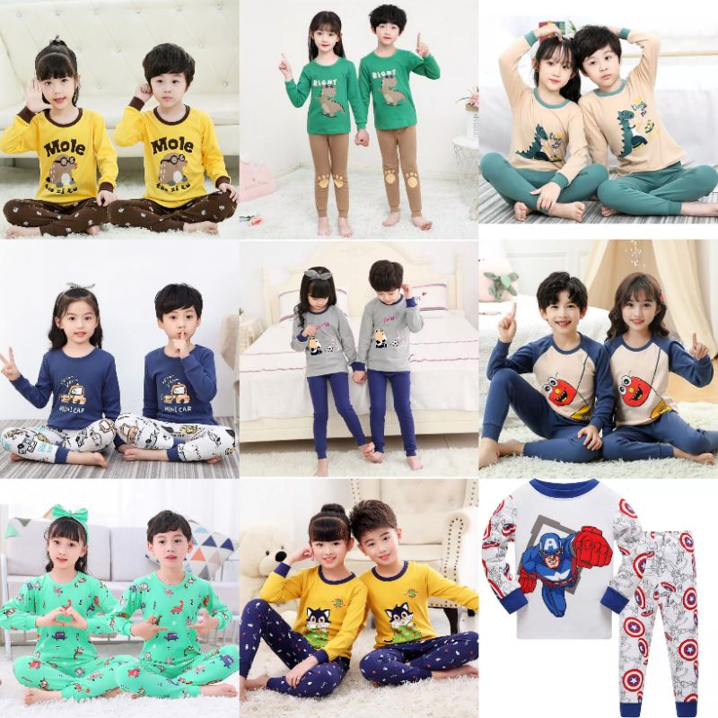 Baju Tidur Anak / - Piyama anak unisex / Baju tidur anak laki /baju tidur anak perempuan/ Setelan Anak panjang laki 1-9tahun Malvin