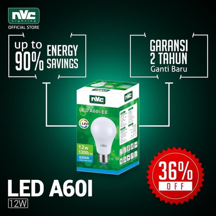 PROMO LAMPU BULB LED NVC A60I-EE 12W 6500K 220-240V ( GARANSI 2 TAHUN