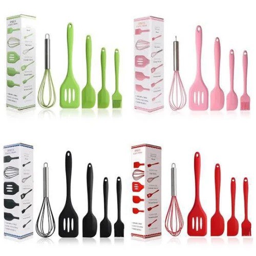 ALAT MASAK SPATULA SET 5 PCS SILIKON SUTIL KITCHEN UTENSIL TAHAN PANAS