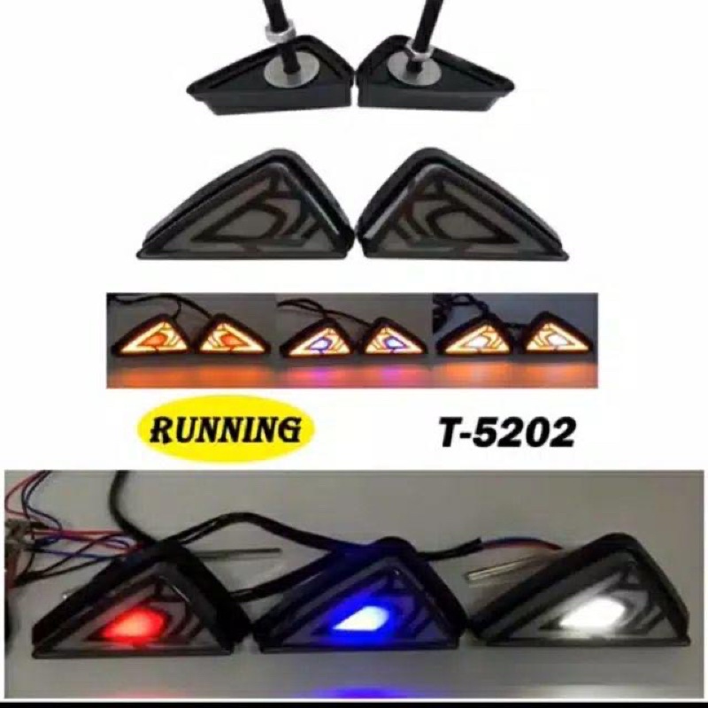 Sen Tempel Lampu Sein Led Segitiga 2 Mode Universal R15,Cbr150r,Gsx,Ninja,R25 &amp; Motor Lain Nya