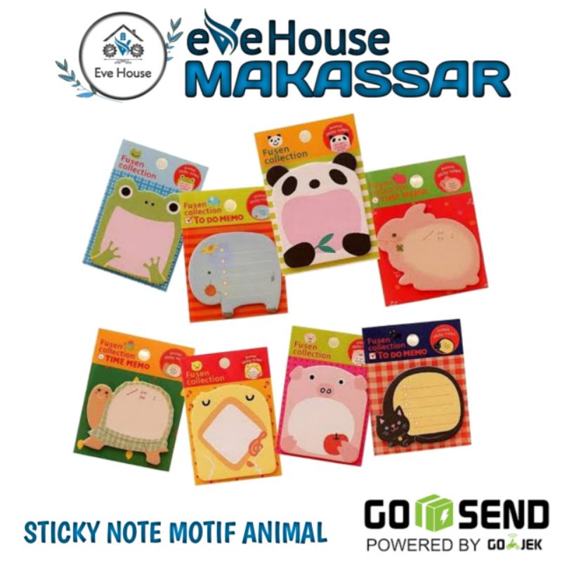 Makassar V03 Sticky note motif animal kertas catatan pengingat