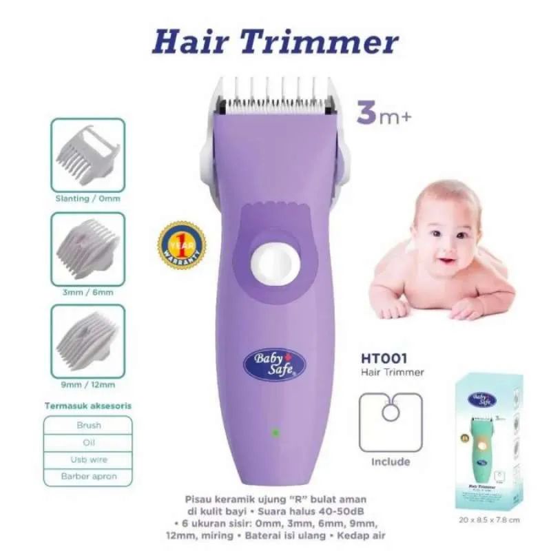 Baby Safe Hair Trimmer HT001 - Babysafe Alat Cukur Pangkas Rambut Bayi Elektrik Hair Clipper