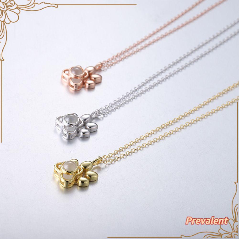 Kalung Rantai Dengan Liontin Bentuk Telapak Kaki Anjing Tulisan I love You Untuk Hadiah Valentine