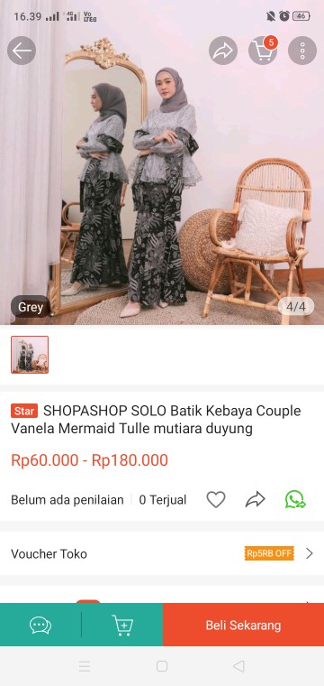 Shopashop Solo Batik Kebaya Couple Glenca Payet Free Selendang