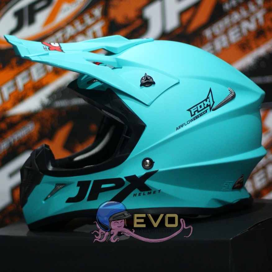 HELM JPX CROSS TOSCA_SOLID PAKET GANTENG JPX FOX 1 - TOSCA BLUE DOFF/ BLACK + GOOGLE SNAIL (ONGKIR 2 KG) HELM JPX TERBARU