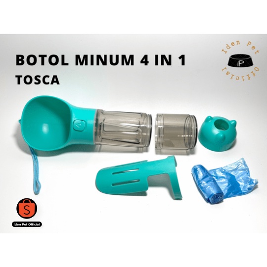 Dog Travel Bottle Botol Tempat Minum Anjing Kucing Portable Gantung 4 in 1 + Sekop Serokan Poop