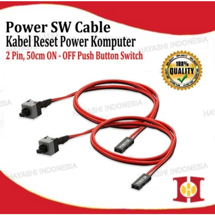 Tombol Kabel Power Reset Switch SW 2 Pin Push Button CPU PC Komputer - 5pcs