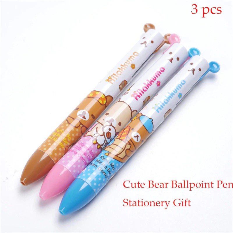

INDORETAIL | 3 Pcs 0.5 Mahasiswa Refill Kreatif Bolpoin Kawaii beruang Perlengkapan Sekolah dan