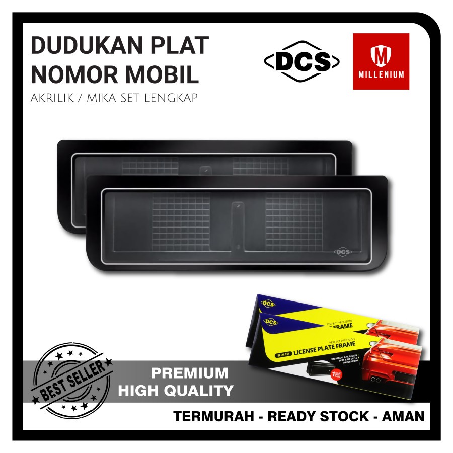 COVER / DUDUKAN / TATAKAN / TEMPAT PLAT NOMOR MOBIL AKRILIK MERK DCS ORIGINAL