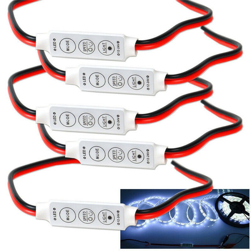 Modul LED Mini Dimmer Controller Remote LED Strip Light Kedip Strobo 6 Mode 6 Speed 12-24V