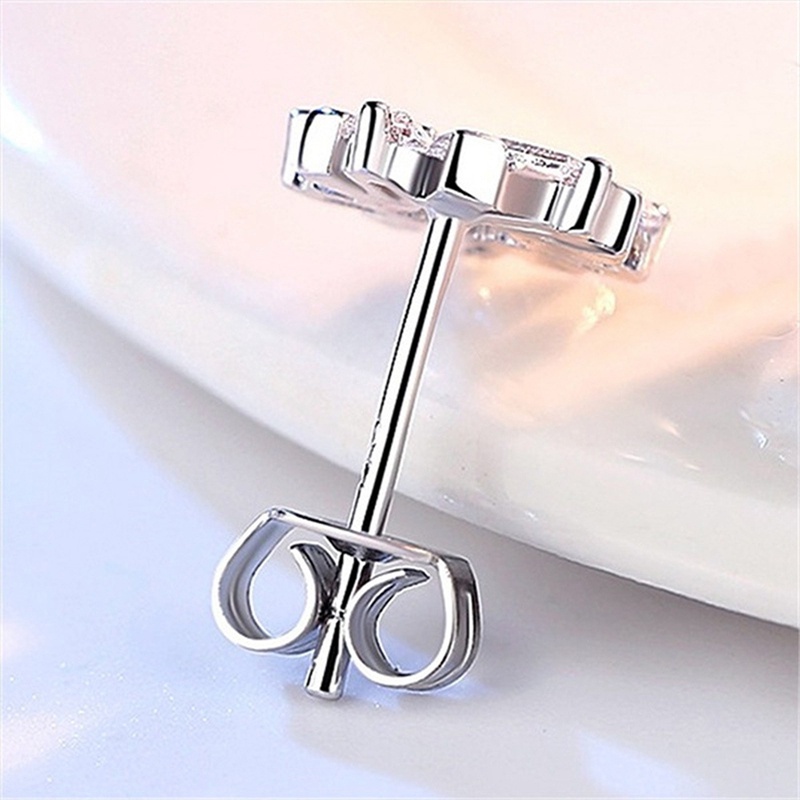 Anting Stud Bentuk Bulat Geometris Bahan Cubic Zirconia Untuk Wanita