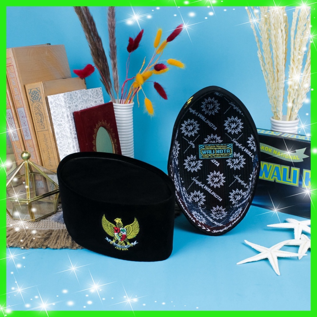 Peci Hitam Logo Garuda Anak Dewasa Songkok Bordir Kujang Songkok Hitam Bordir