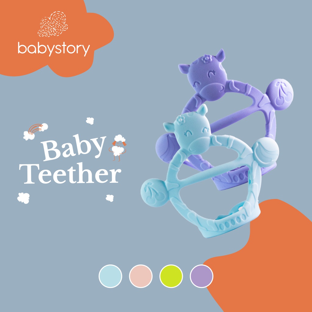 Teether bayi / baby teether / gigitan bayi / Teether gelang / Teether gelang cow