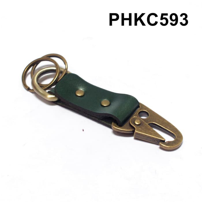 gantungan kunci kulit asli snaphook leather keychain hijau PHKC593