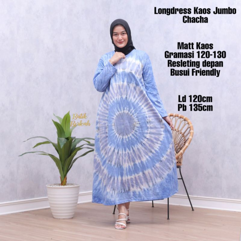 Longdress Kaos Jumbo Murah Motif Pelangi | Gamis Wanita Bumil Busui LD 120 | Gamis Cantik Dan Kekini