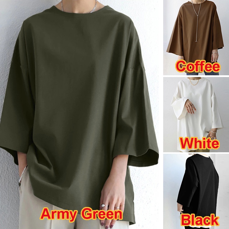 ZANZEA Women Crew Neck Long Sleeve Solid Color Casual Blouse