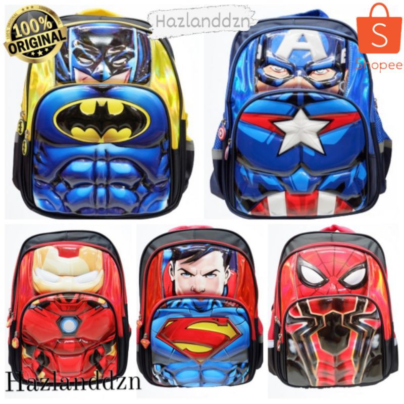 Tas Sekolah Anak SD  / Backpack Superhero / Tas Sekolah Anak Cowok Superhero