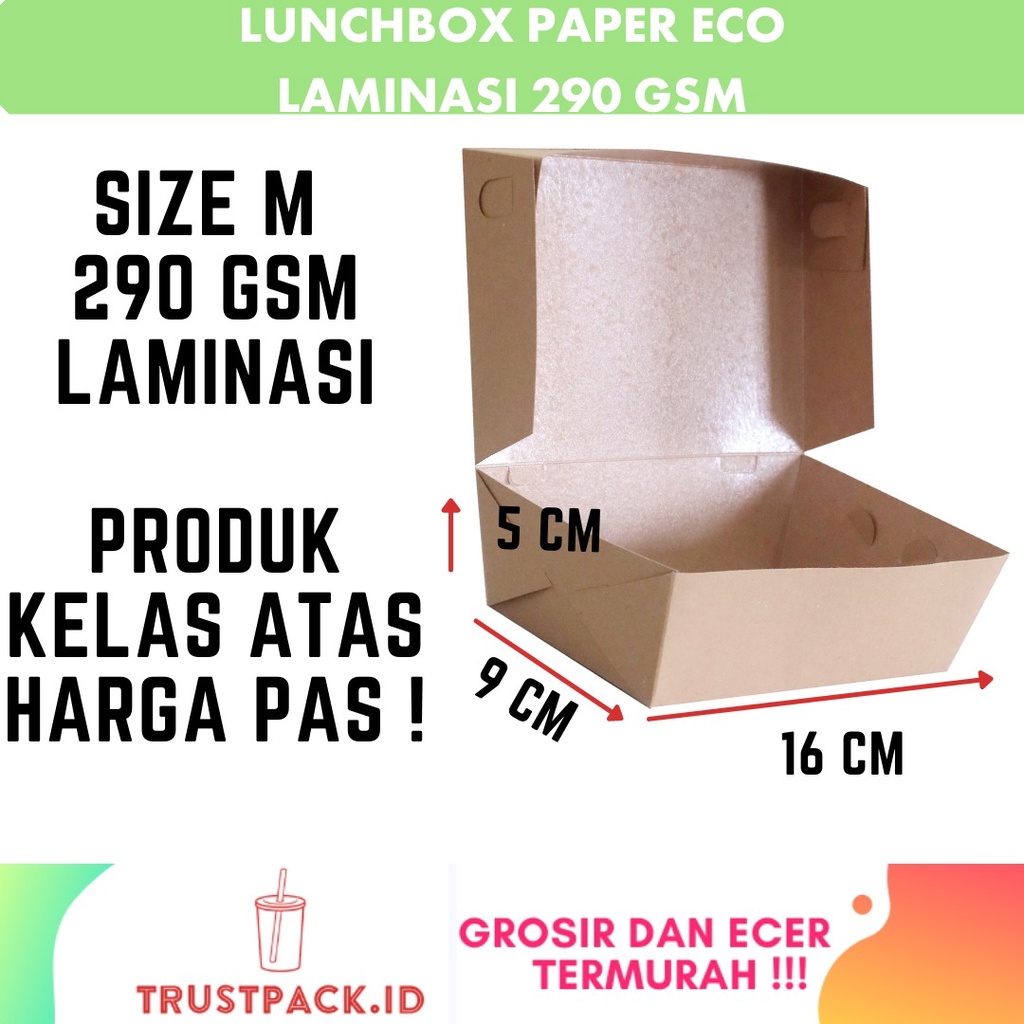 Paper Lunch Box Size M Laminasi / Kotak Makanan Kertas Eco