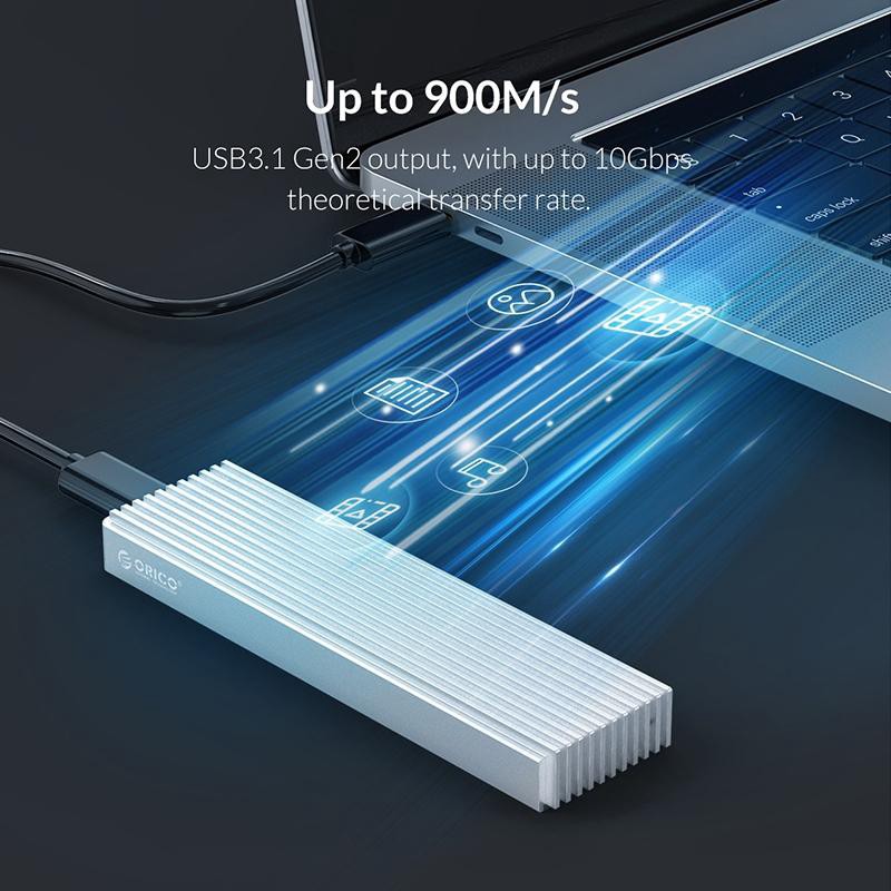 Ssd Enclosure m2 Orico nvme Usb3.1 Type-C 10Gbps 2TB aluminum m2pj-c3 - Casing m.2 m-key external