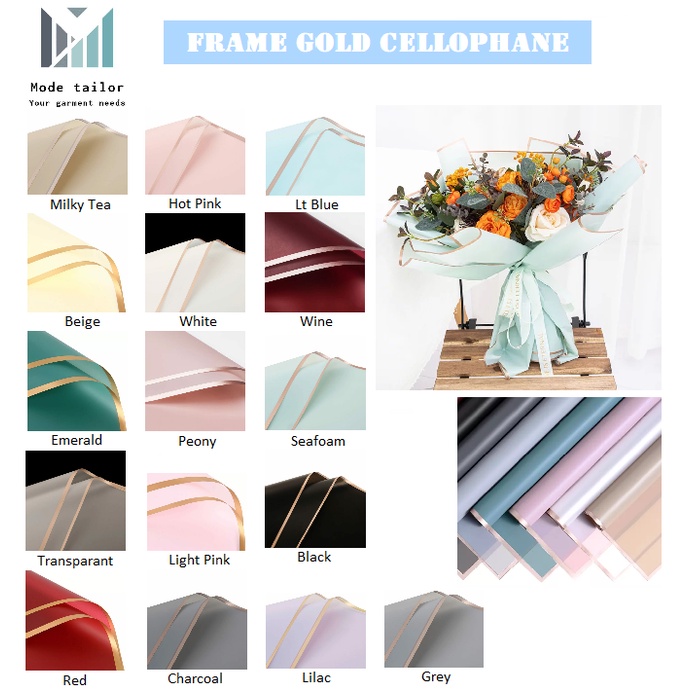 

Pack (20 lbr) Flower Wrapping Frame Gold Cellophane/Kertas Buket
