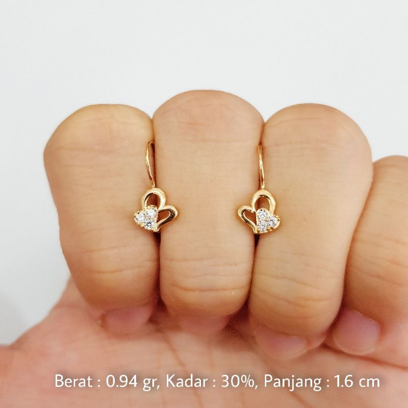 Anting Kawat Hati Emas 30% (6K) - L14