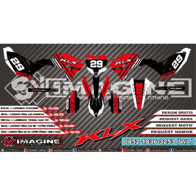 Decal KLX gordon + laminasi tebal 3M+ cutting stabilo