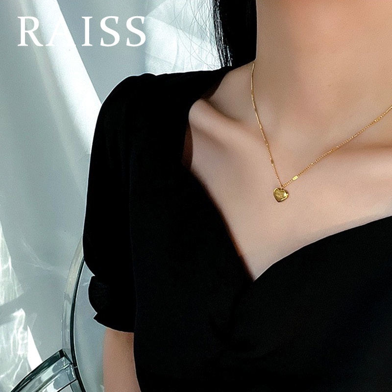 Kalung Titanium Wanita Anti Karat Love Hati Lapis Emas 18k Perhiasan Korea Kalung Lapis Emas 18k Desain Hati Bahan Titanium Gaya Korea Untuk Wanita