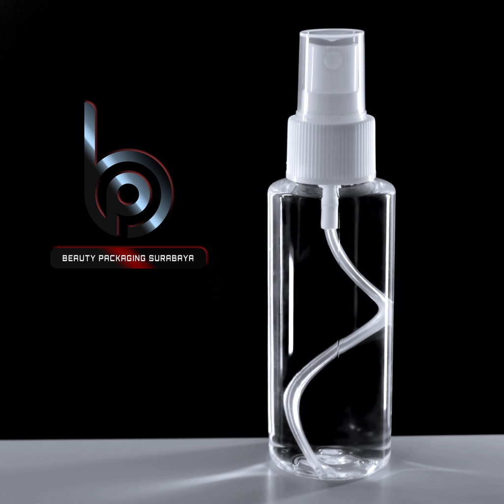 Botol Plastik PET 100ml RF Bening Tutup Spray