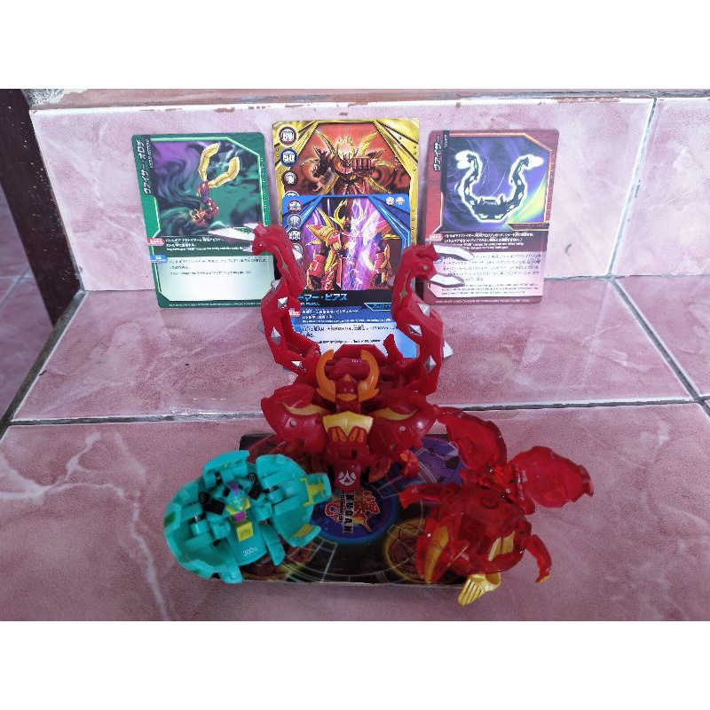 Bakugan gundalian invaders krackx+bg viper+1gate card+3 ability card +2 bonus bakugan +1 kartu
