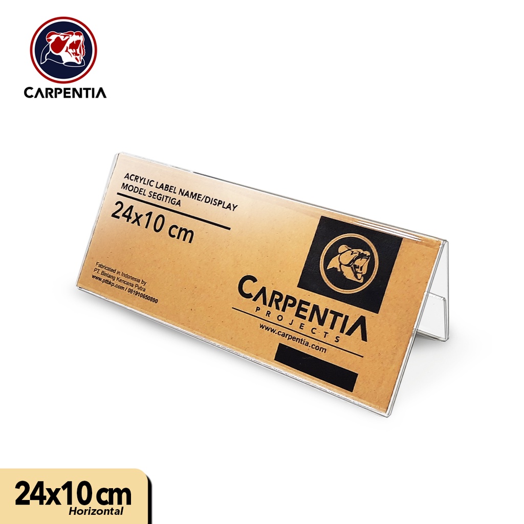 

Carpentia Acrylic Name/Label Display Nama/Standing/Price Tag Akrilik uk.24x10 cm
