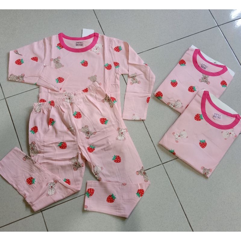 Piyama PP organik import anak cewek size 1-4T