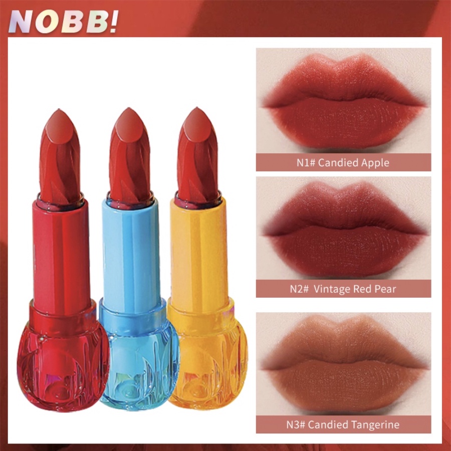 NOBB 3 PCS SET Air Mist Lip Cream Velvet Lipstik Tahan Lama Lipstick Make Up NO007