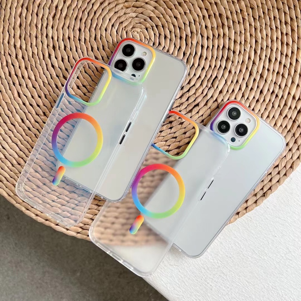 New Transparent Rainbow PC Magnetic Attachment for case iPhone 13 13 Pro 13 Pro Max 14 14 Max 14 Pro 14 Pro Max case