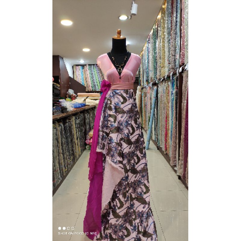 Kain Jacquard Emboss Dress Pink