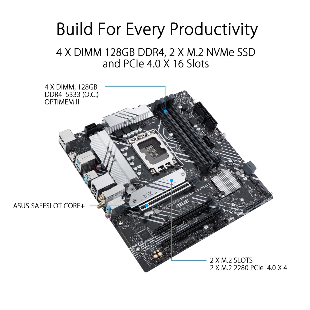 ASUS PRIME B660M-A WIFI DDR4 | Motherboard Intel Gen12 LGA1700 B660 D4