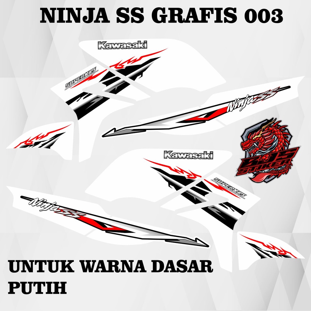 Striping ninja ss - Stiker Decal kawasaki ninja ss grafis 003 warna dasar putih