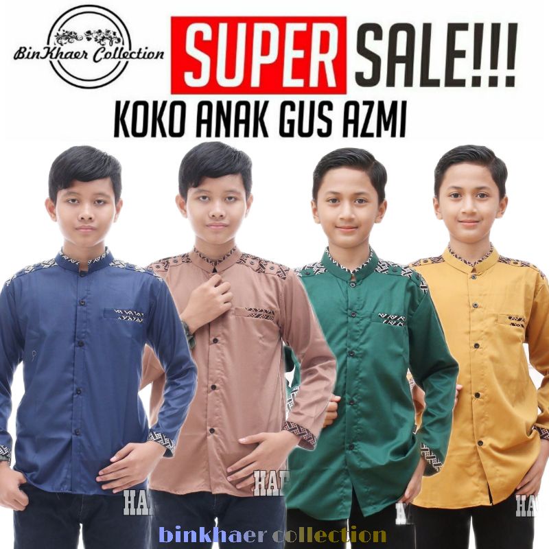 (BISA COD) Baju Koko Hadroh Anak Gus Azmi Koko Hadroh Anak Azzahir Koko Anak Kombinasi Terbaru
