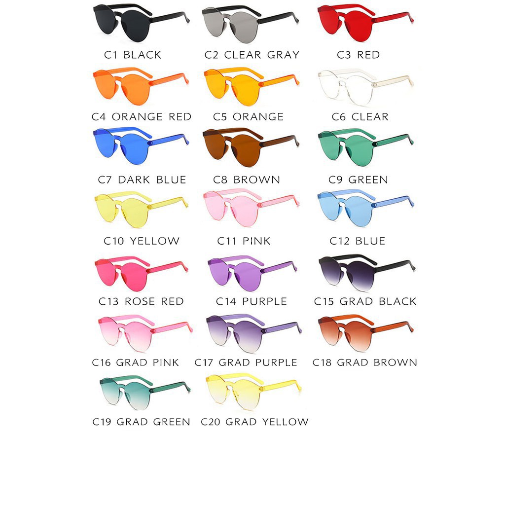 PL-WW002✨PROMO!!✨Kacamata Pria/Wanita-Jelly-Permen-Warna-Fashion-Tanpa Frame-Sunglasses-Murah