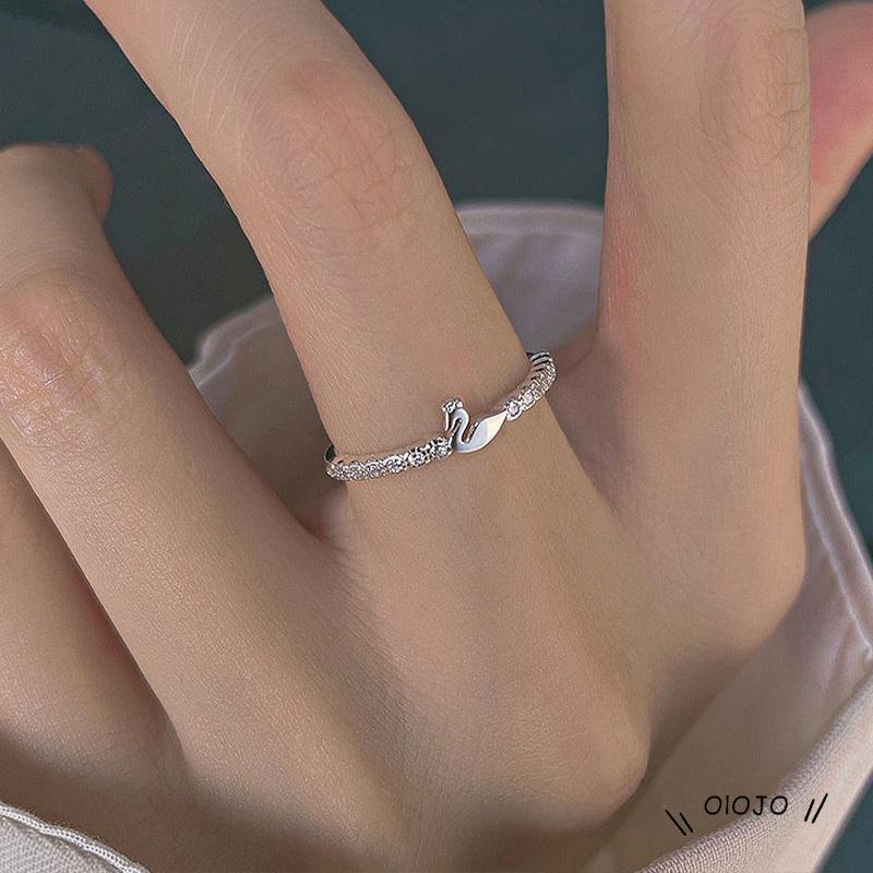 Cincin Model Terbuka Desain Angsa Kecil Gaya Mewah / Simple Ringan Untuk Wanita ol2