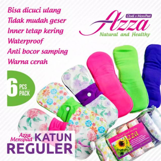 Azza Menspad / Pembalut Cuci Ulang (day) / Pembalut kain wanita cuci ulang -  1 pack isi 6 pcs