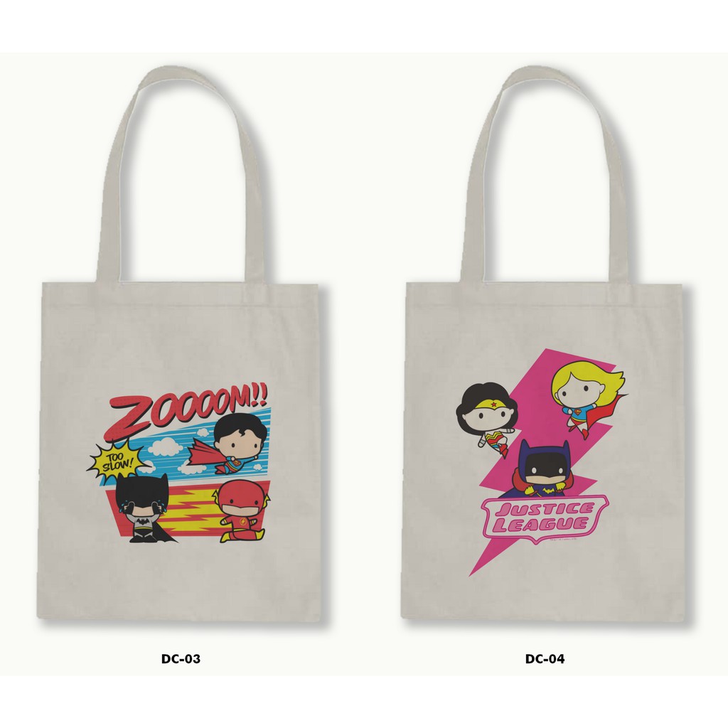 TOTE BAG BLACU-CHIBI JUSTICE LEAGUE