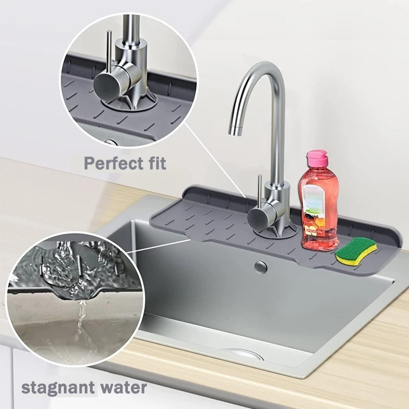 Pad Pengering Keran Wastafel Dapur / Toilet Bahan Silica Gel Lembut Anti Cipratan