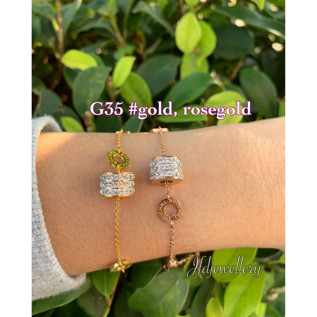 Gelang tangan titanium gelang bvlgari warna gold, rosegold - G35 (Anti Karat)