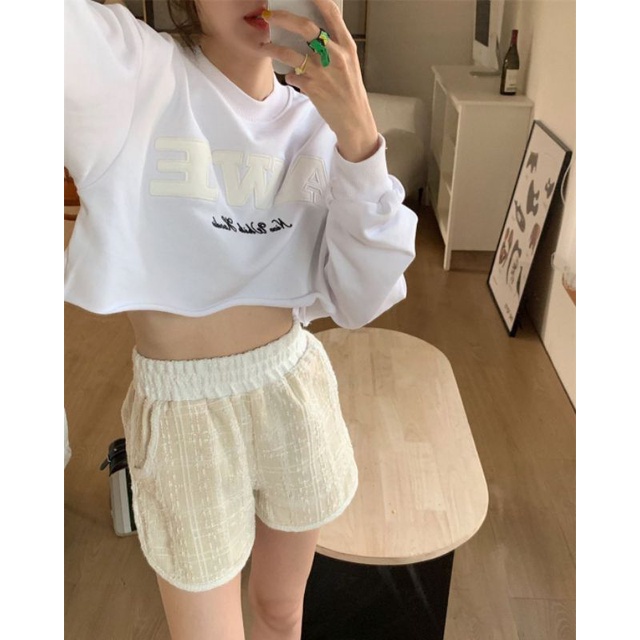 Sweater Wanita Awe Fine | Korean Sweet Style Sweatshir | Baju Wanita Lucu | Sweater Crop Wanita