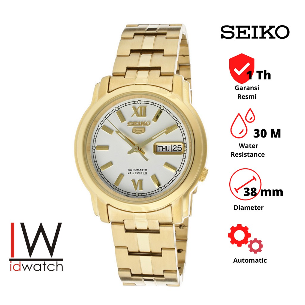 Seiko 5 SNKK84K1 Automatic Jam Tangan Pria Original Cowok SNKK84 Strap Rantai Stainless