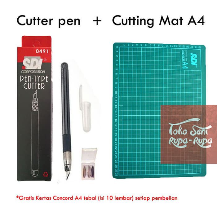 

Jual Cutter pen Cutting Mat Bonus Kertas Papper cut paket Murah Murah