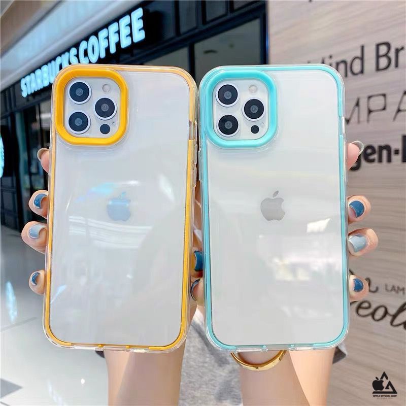 Soft Case Bemper Candy Bening iPhone 6 6+ 7 7+ 8 8+ SE 2 XR X XS MAX 11 11 PRO MAX 12 12 PRO MAX With Frame Camera Pelindung Kamera Softcase Silikon Jelly Clear Cover Bukan Hardcase Silicone