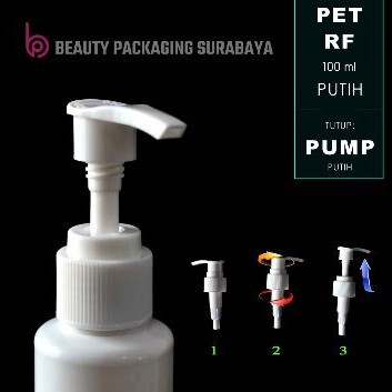 Botol Plastik PET 100ml RF Putih Tutup Pump Lotion