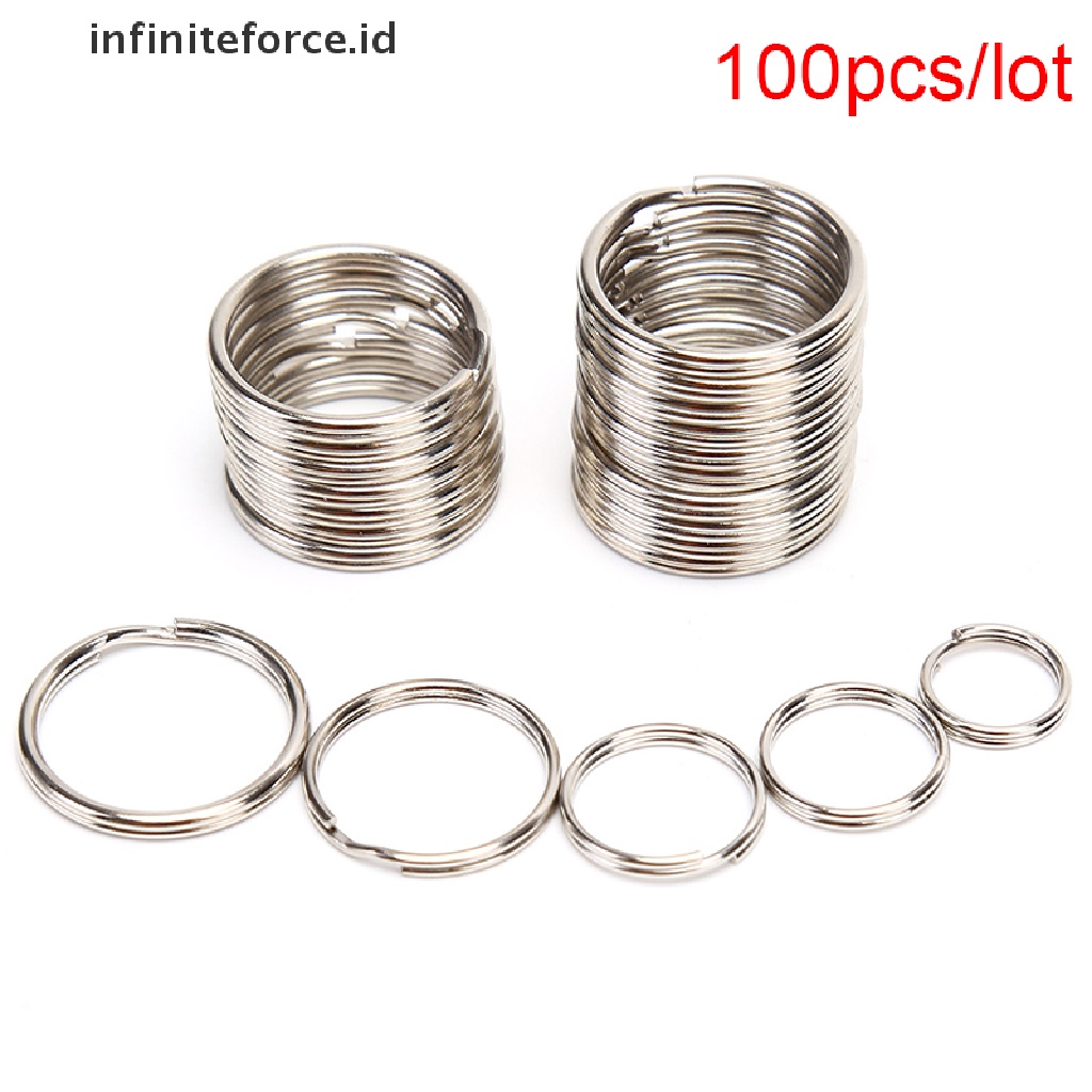 [infiniteforce.id] 100pcs/lot Key Rings DIY Metal Key Holder Split Rings Hoop Metal Loop Keychain  [ID]