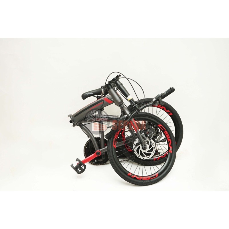 Khusus Gojek/Grab Instan Sepeda Lipat Trex Cassini 20 inch 7 speed SNI termurah COD kredit murah cakram rem mirip noris folding-5